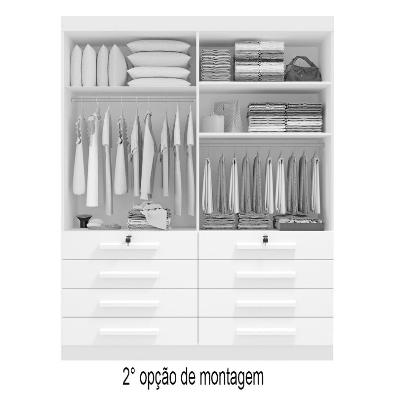 Roupeiro Solteiro Mônaco Cinamomo 4 Portas 8 Gavetas Larg. 1.60m - D Doro - Imagem 3