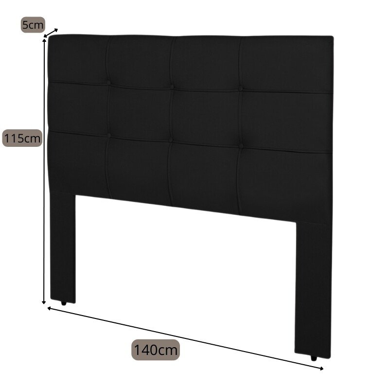 Cabeceira Cama Box Casal 1.40 Eslovênia Veludo Preto - Imagem 3