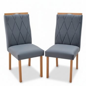 2 Cadeiras Lisboa Cinza 507 Madeira Maciça Art Assento - Entregue Montada