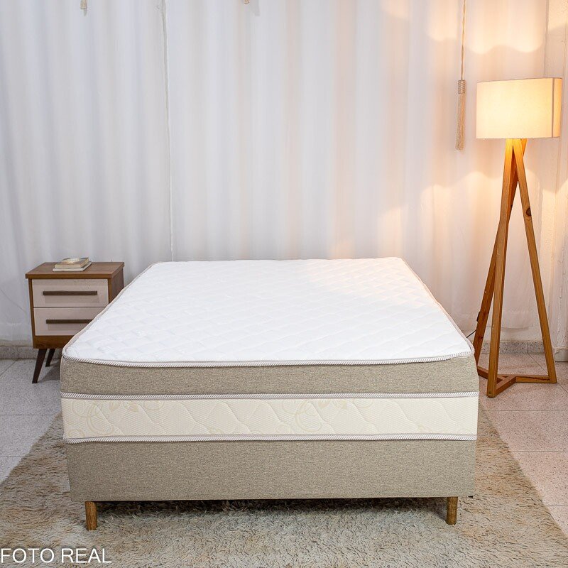 Cama Box Casal Ortopédica Premium Linho Bege 138x188x62 - Nosso Sonho | Suporta até 250kg - Imagem 2