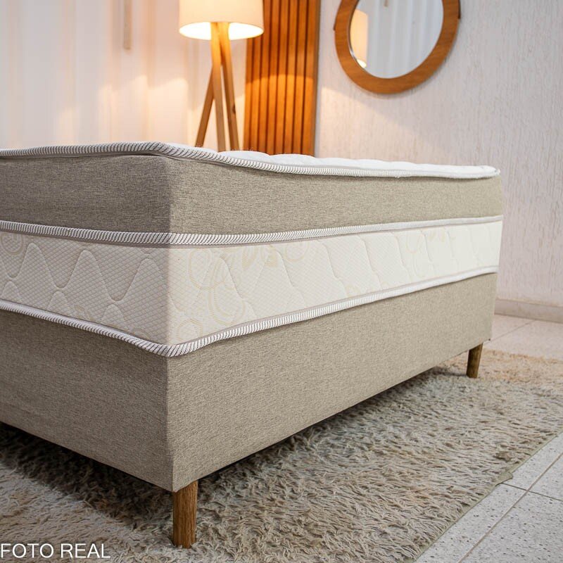 Cama Box Casal Ortopédica Premium Linho Bege 138x188x62 - Nosso Sonho | Suporta até 250kg - Imagem 3