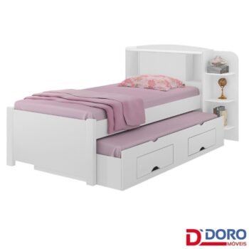 Cama Solteiro Milênio + Cama Auxiliar 2 Gavetas Branca - D Doro