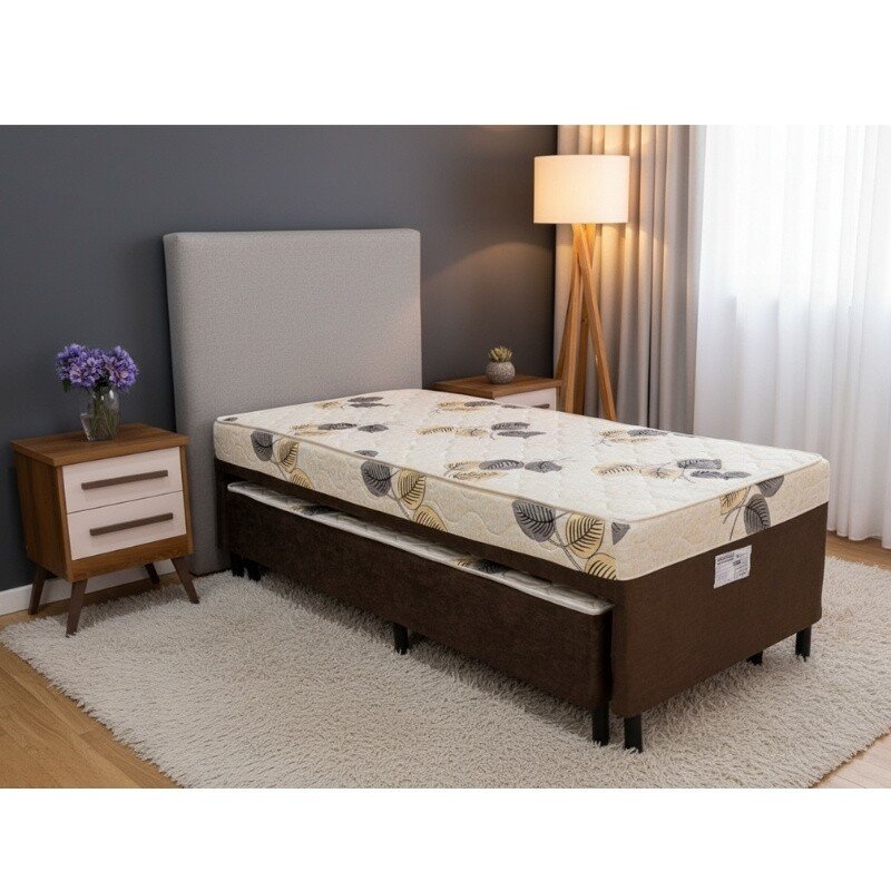 Cama Solteiro Unibox C/ Cama auxiliar Sonho Bom Marrom - Nosso Sonho | Suporta até 120kg - Imagem 2