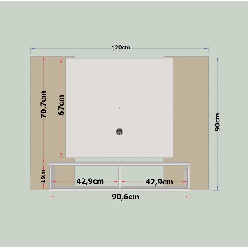 Painel Navi Larg. 1.20m Preto Ripado para TV até 47" - Bechara - Imagem 2