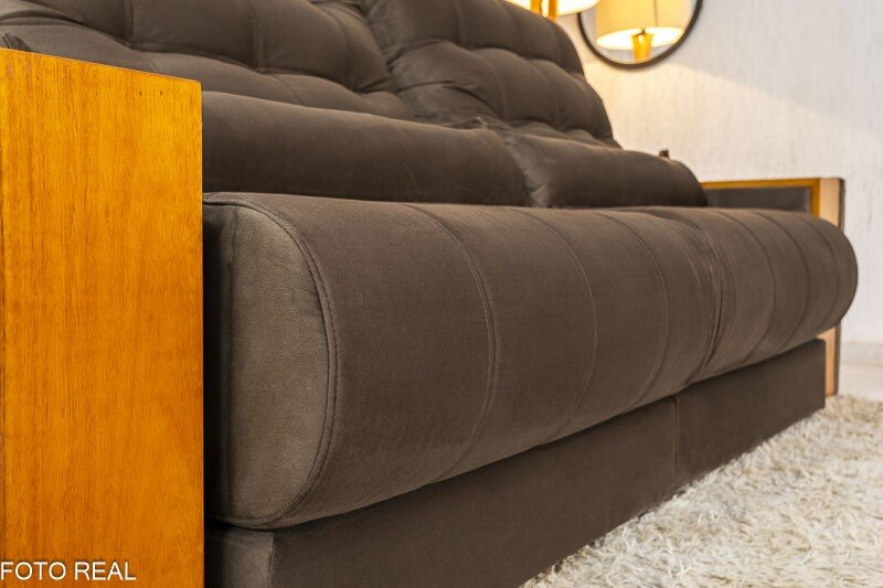 Sofá Retrátil Reclinável Gênova 2.30m Veludo Marrom 815 - Molas Ensacadas - Imagem 7