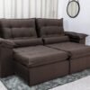 Sofá Retrátil Reclinável Emanuelly 2.30m Veludo Marrom - D28 Soft