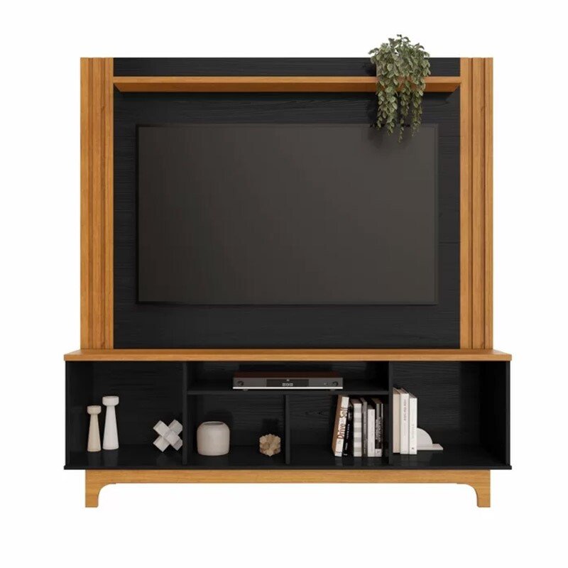 Home Bálsamo Larg. 1.50m Cinamomo/Preto C/ Detalhe Ripado TV até 65" - JCM - Imagem 2