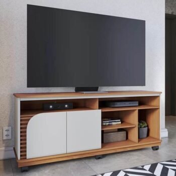 Rack Bancada Jurerê Larg. 1.50m Freijó/Off White para TV até 65"- Colibri