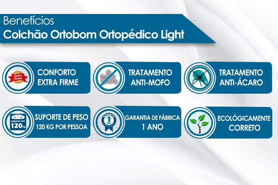 Colchão Casal Ortopédico Light 138x188x25 - Ortobom | Suporta até 260kg - Imagem 5