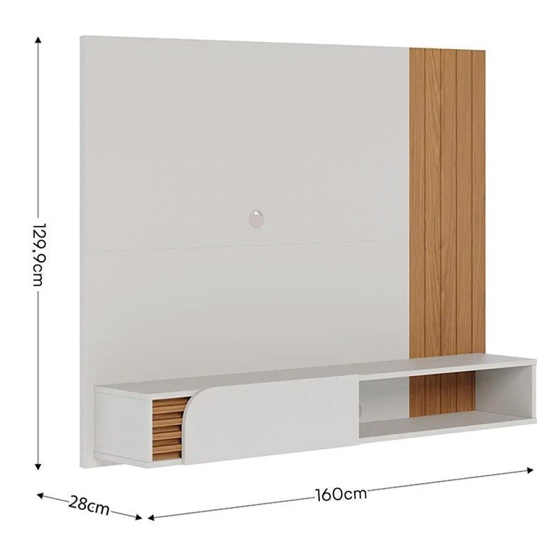 Home Suspenso Jurerê Larg. 1.60m Off/Freijó Para TV até 60" - Colibri - Imagem 7