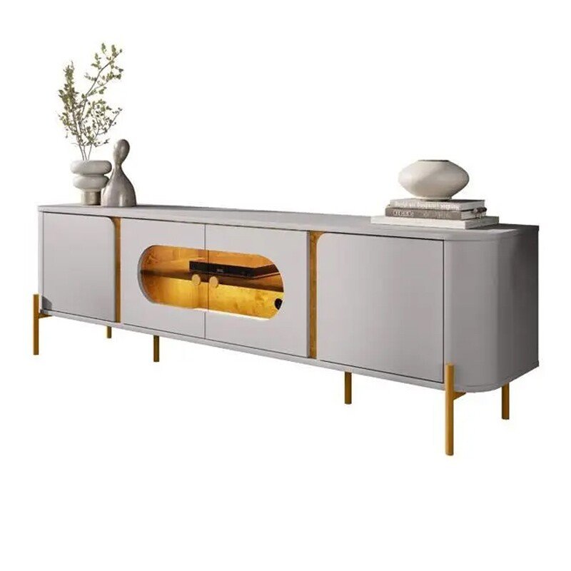 Rack Bancada Juquehy Larg. 1.80m Off/Nature C/LED para TV até 75" - Bechara - Imagem 4