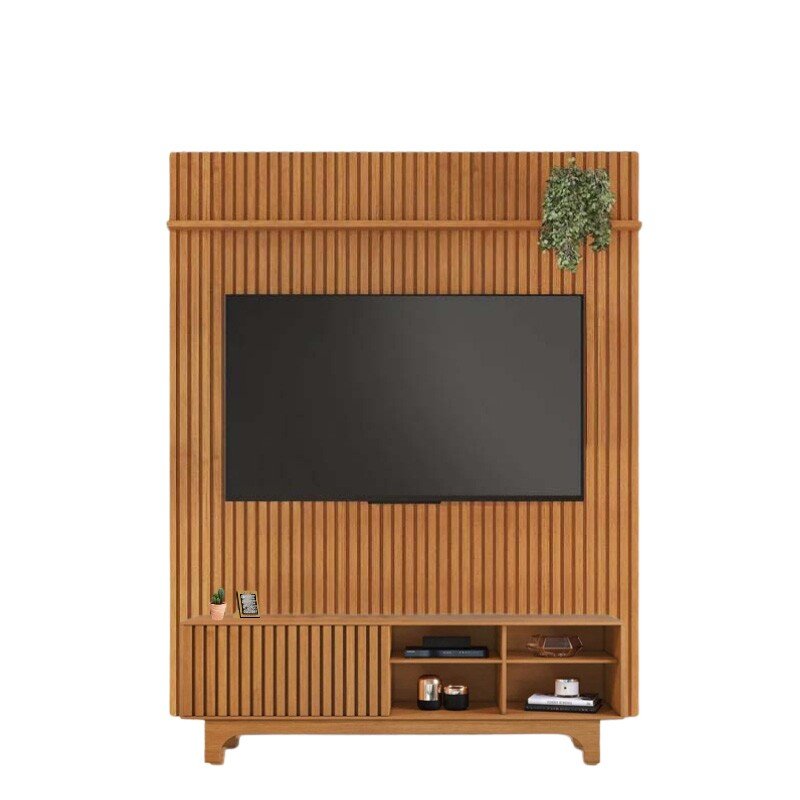 Rack Sereno Larg. 1.68m Cinamomo Ripado + Painel Riso Larg. 1.82m Cinamomo Ripado para TV até 65" - JCM - Imagem 2