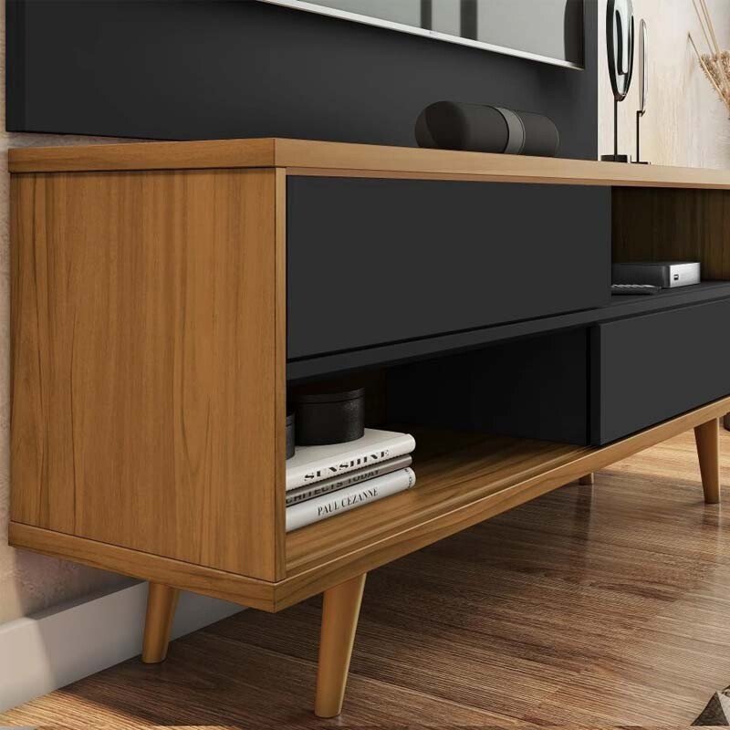 Rack Bancada NT 1180 Larg.1.35m Freijó/Preto para TV até 55" - Notável - Imagem 7