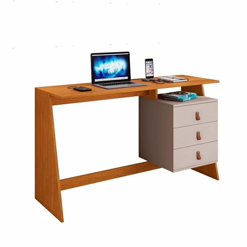 Escrivaninha Gaby Larg. 1.21m Cinamomo/Off 3 Gavetas - JCM - Imagem 4