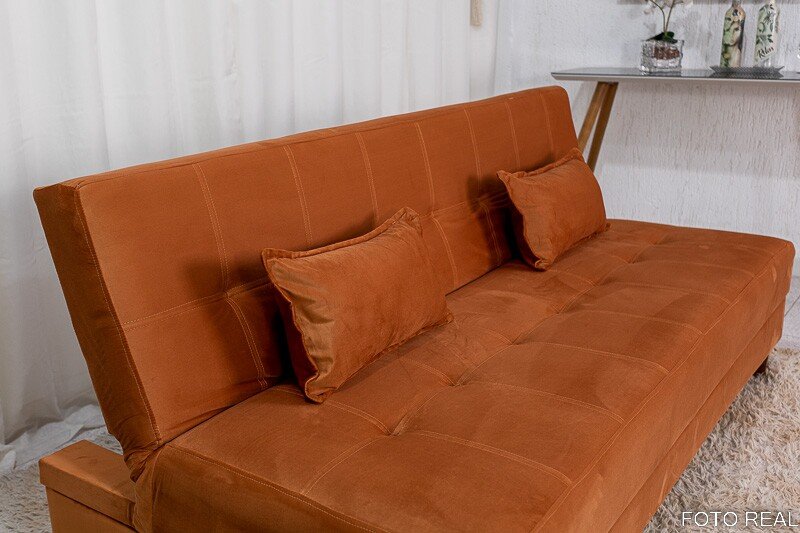Sofá Cama Arpoador Veludo Terracota 12116 Larg. 1.85m - Imagem 7