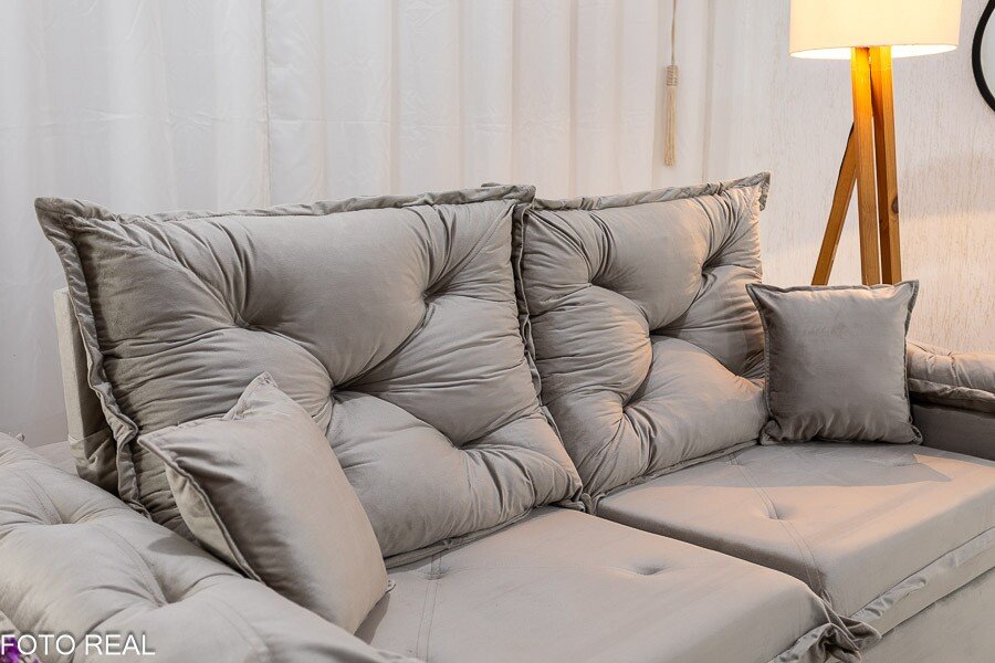 Sofá Retrátil Reclinável Porto Madri 2.00m Veludo Bege - D28 Pró Aditivada - Imagem 6