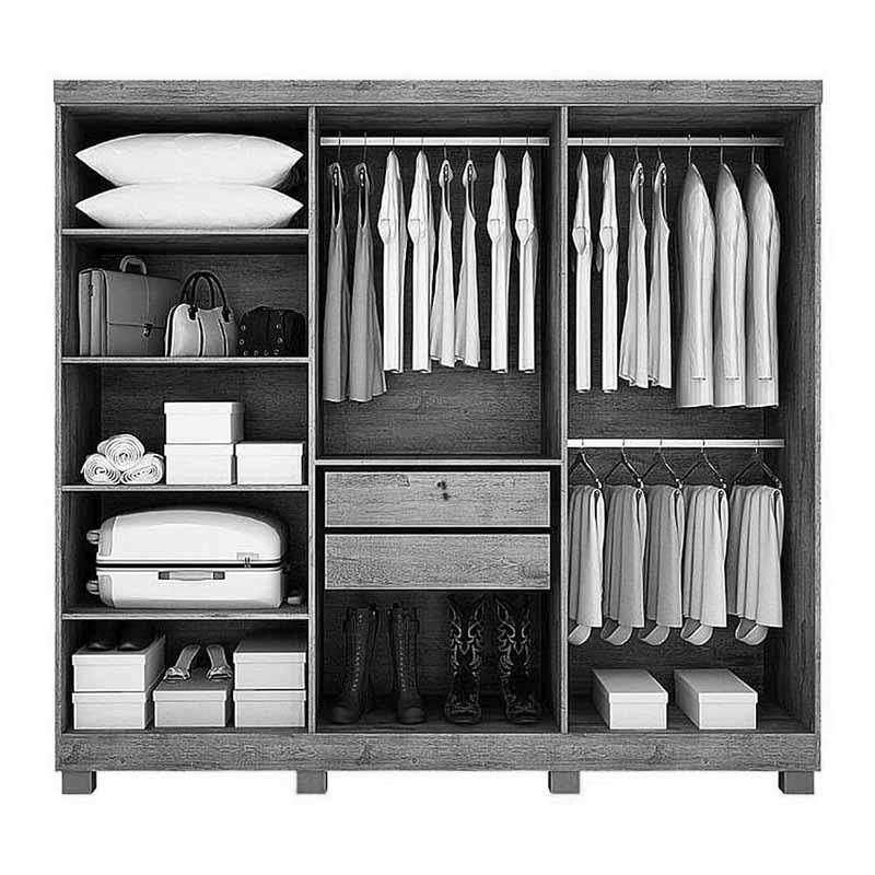 Roupeiro Casal Sergipe Branco 6 Portas C/ Pés Larg. 1.80m - Bianchi - Imagem 2