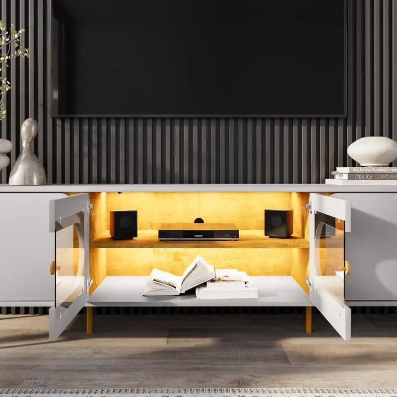 Rack Bancada Juquehy Larg. 1.80m Off/Nature C/LED para TV até 75" - Bechara - Imagem 2