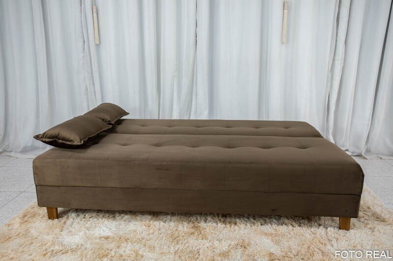 Sofá Cama Arpoador Veludo Marrom Larg. 1.85m - Imagem 7