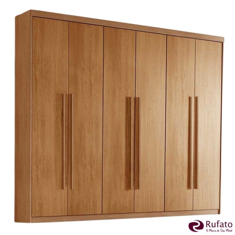 Guarda-roupa Hawaii Nature 6 Portas 2 Gavetas Larg. 1.80m 100% MDF - Rufato