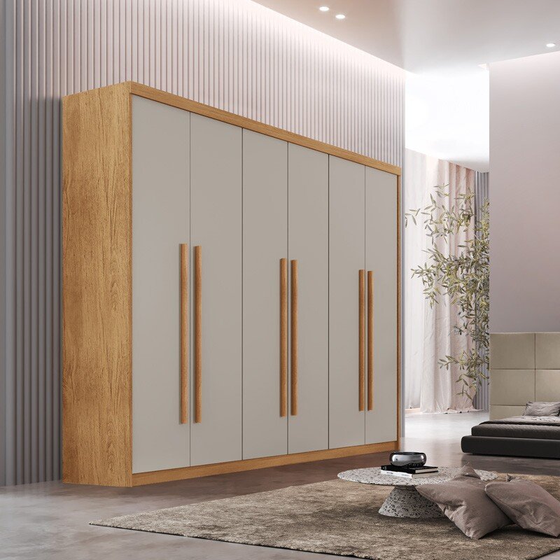 Guarda-roupa Hawaii Nature/Off 6 Portas 2 Gavetas Larg. 1.80m 100% MDF - Rufato - Imagem 3