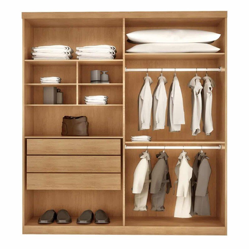 Guarda-roupa Império Nature/Off 4 Portas 3 Gavetas Larg. 1.80m 100% MDF Rufato - Imagem 2