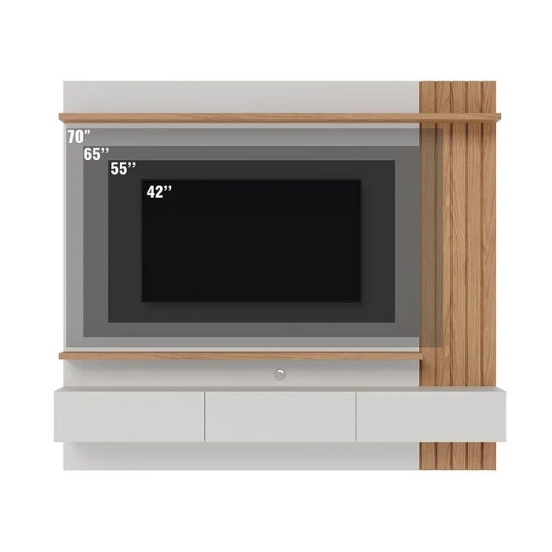 Home Suspenso Juriti Larg. 1.80m Off White/Freijó para TV até 70" - Colibri - Imagem 3