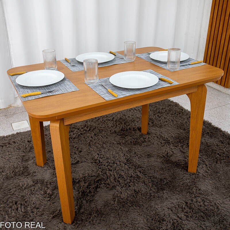 Mesa de Jantar Londrina 120x80 Cinamomo Rufato + 4 Cad. Dubai Linho Bege 629 Madeira - Art Assento - Imagem 4
