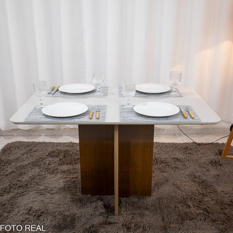 Mesa de Jantar Moscou 120x80 Vidro Off/Base Cinamomo + 4 Cad. Londres Veludo Chumbo Madeira Minas Plac - Entregue Montada - Imagem 8