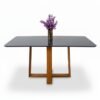 Mesa de Jantar Pedro 160x80 Vidro Grafite/Base Madeira Art Assento - Entregue Montada