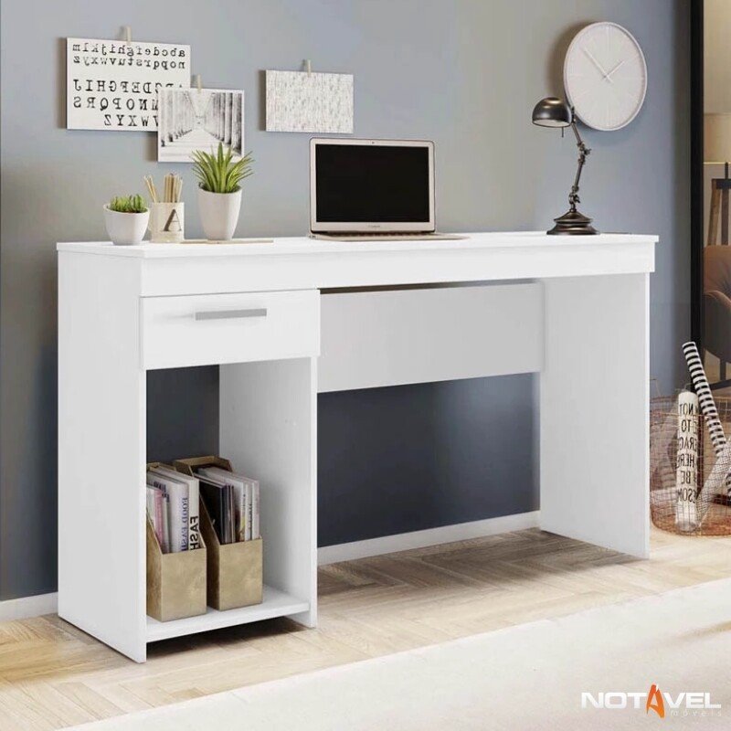 Mesa Office NT 2070 Larg. 1.08m Branco 1 Gaveta - Notável