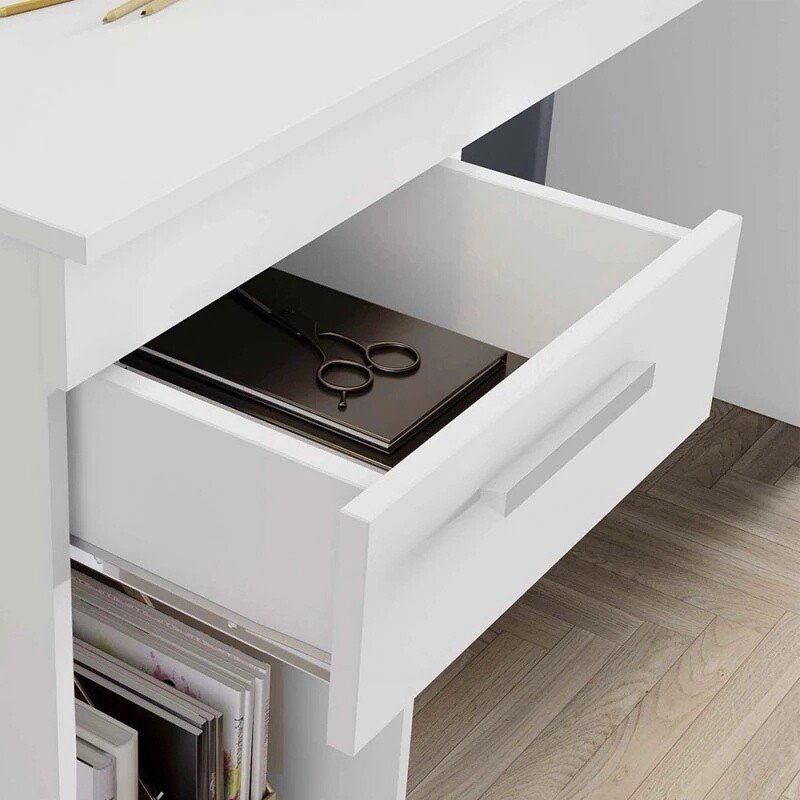 Mesa Office NT 2070 Larg. 1.08m Branco 1 Gaveta - Notável - Imagem 2