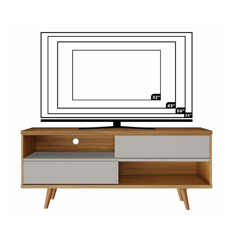 Rack Bancada NT 1180 Larg.1.35m Freijó/Off para TV até 55"- Notável - Imagem 2