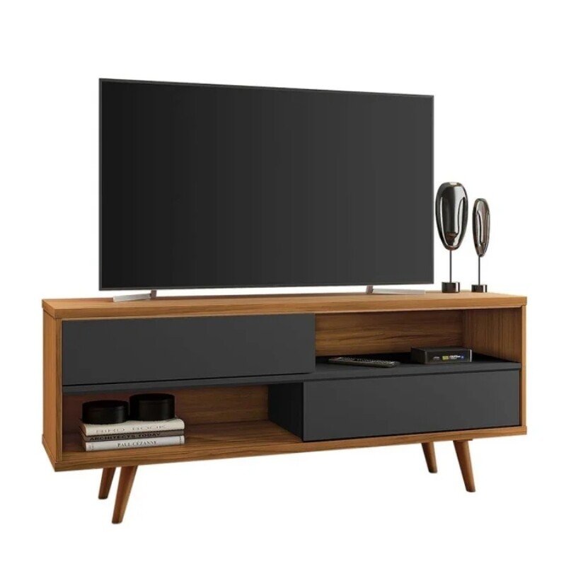 Rack Bancada NT 1180 Larg.1.35m Freijó/Preto para TV até 55" - Notável - Imagem 2