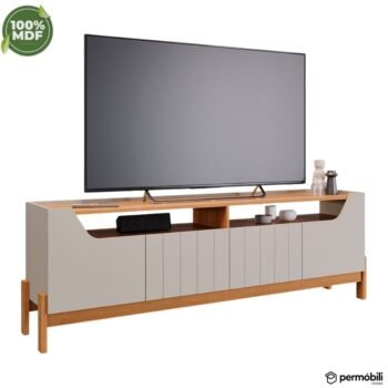 Rack Bancada Moema Larg. 1.85m Off/Cinamomo 100% MDF para TV até 70" - Permóbili
