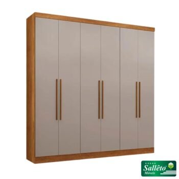 Roupeiro Casal Coliseu Cinamomo/Off 6 Portas 4 Gavetas Larg. 2.20m - Sallêto