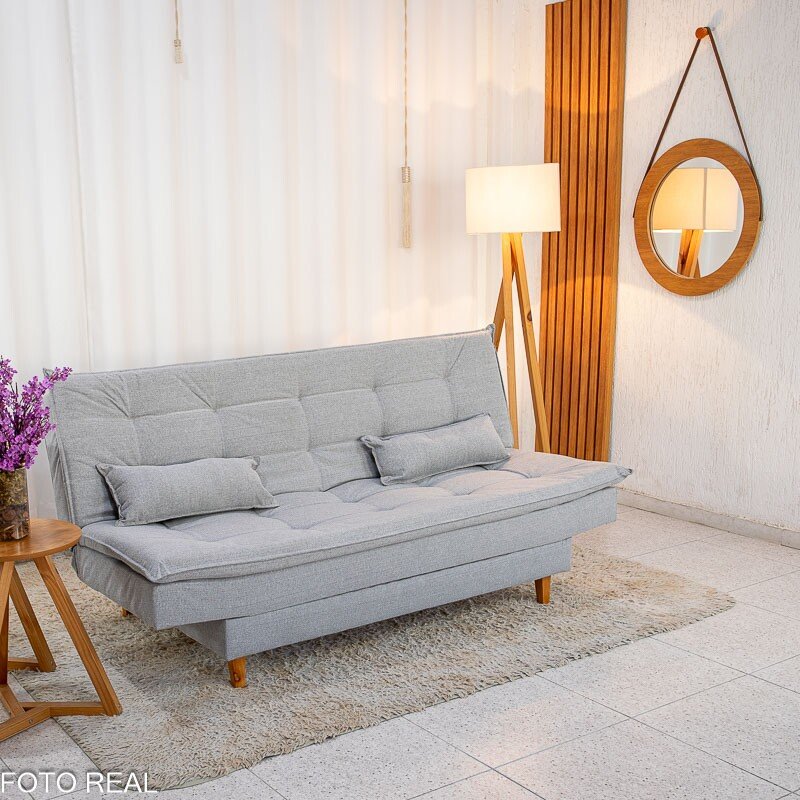 Sofá Cama Premium Linho Cinza 2275 Larg. 1.80m - Imagem 2