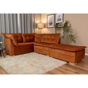 Sofá de Canto Vênus Veludo Terracota 549