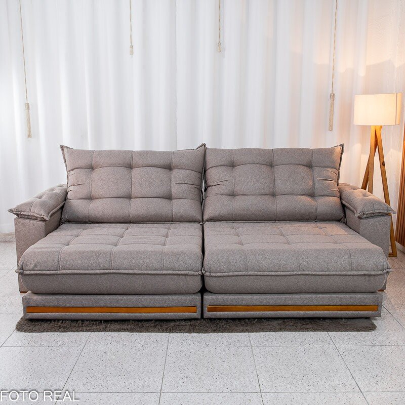 Sofá Retrátil Reclinável Barcelona 2.90m Linho Capuccino 420 - D33 e Molas Ensacadas - Imagem 5