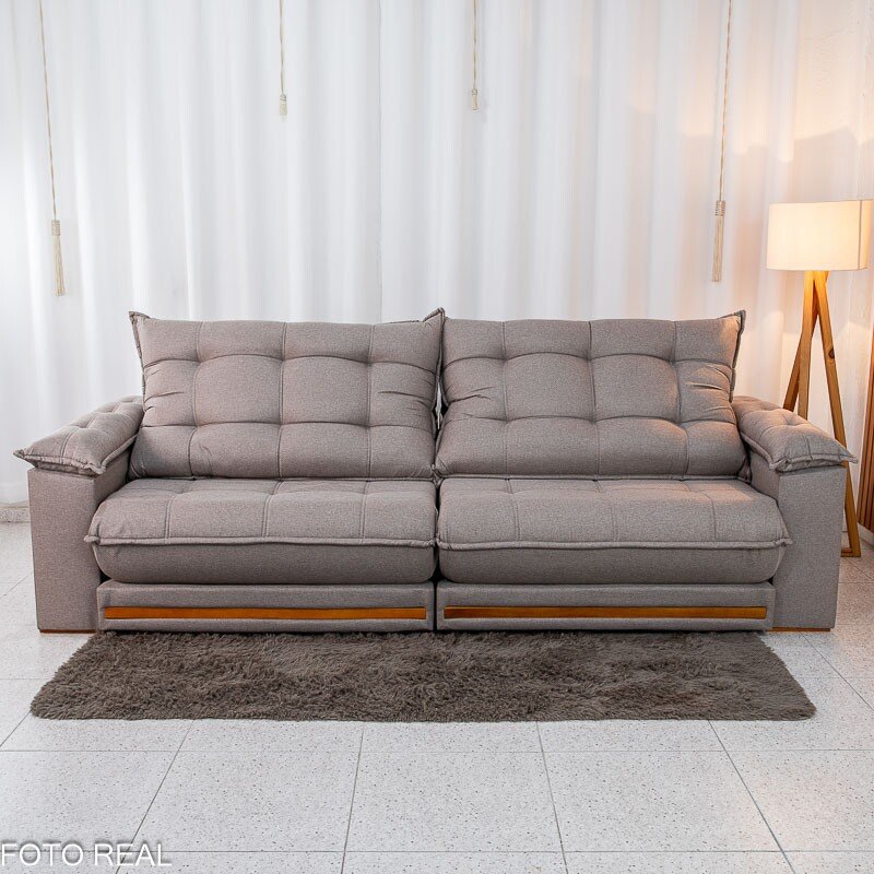 Sofá Retrátil Reclinável Barcelona 2.90m Linho Capuccino 420 - D33 e Molas Ensacadas - Imagem 6