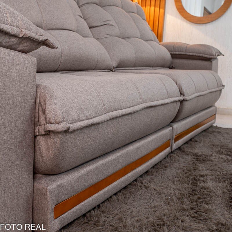 Sofá Retrátil Reclinável Barcelona 2.90m Linho Capuccino 420 - D33 e Molas Ensacadas - Imagem 7
