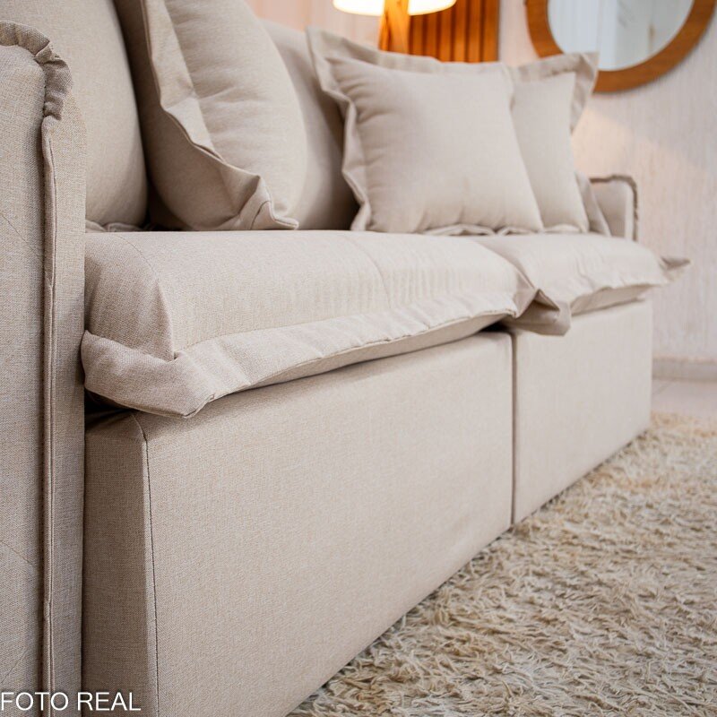 Sofá Retrátil Reclinável Lima 2.00m Linho Bege A57 - Sem Caixa - Imagem 9