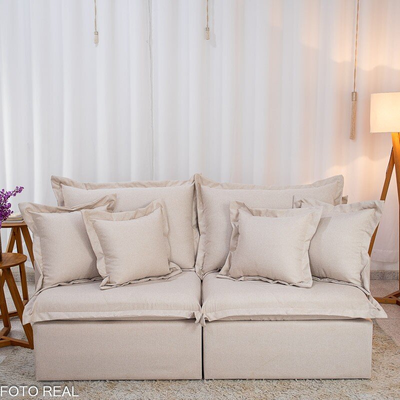 Sofá Retrátil Reclinável Lima 2.00m Linho Bege A57 - Sem Caixa - Imagem 2