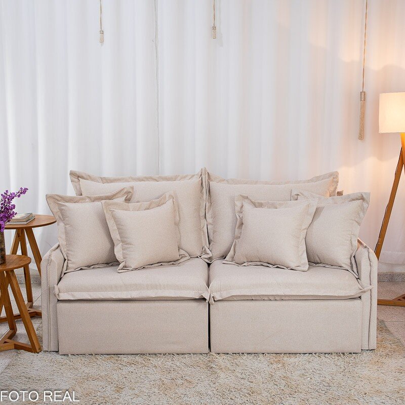 Sofá Retrátil Reclinável Lima 2.00m Linho Bege A57 - Sem Caixa - Imagem 3