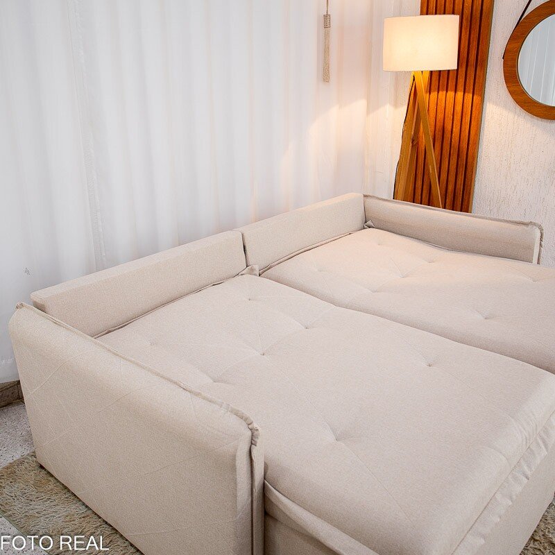 Sofá Retrátil Reclinável Lima 2.00m Linho Bege A57 - Sem Caixa - Imagem 8