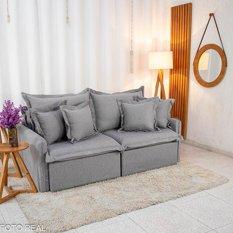 Sofá Retrátil Reclinável Lima 2.00m Linho Cinza A59 - Sem Caixa - Imagem 4