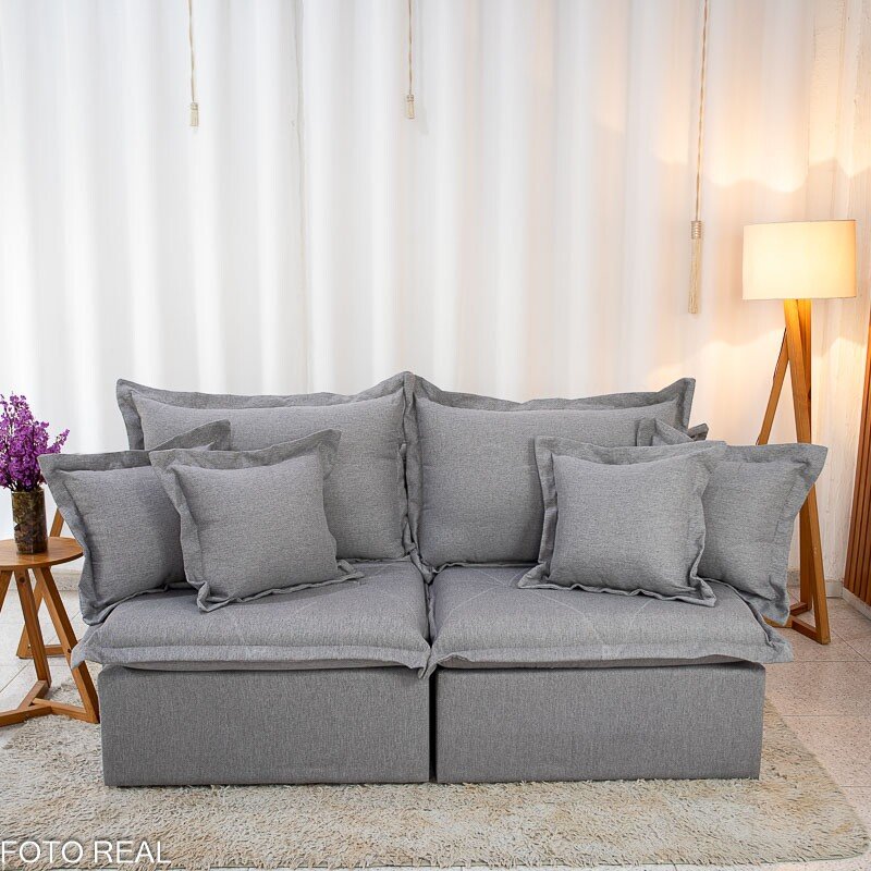 Sofá Retrátil Reclinável Lima 2.00m Linho Cinza A59 - Sem Caixa - Imagem 5