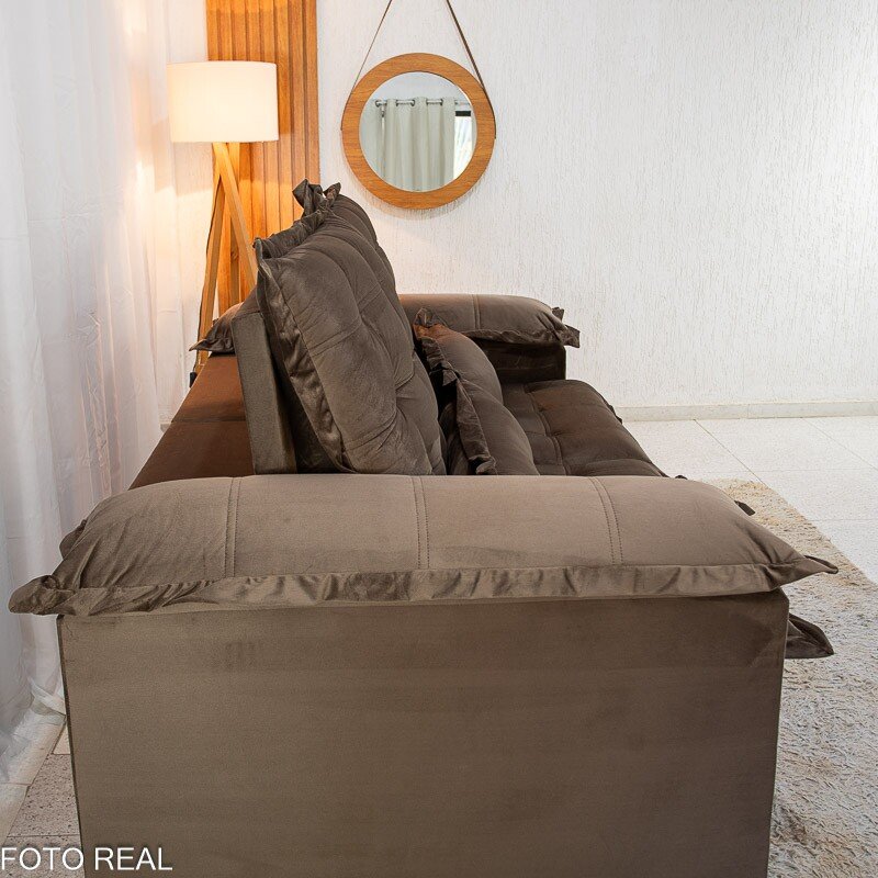 Sofá Retrátil Reclinável Maldivas 2.10m Veludo Marrom A17 - D28 Pró Aditivada - Imagem 9