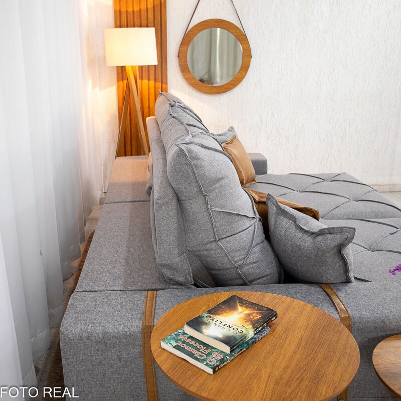 Sofá Retrátil Reclinável Malibu 2.50m Linho Cinza 1008 - D33 e Molas Ensacadas - Imagem 8