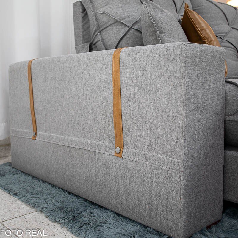 Sofá Retrátil Reclinável Malibu 2.50m Linho Cinza 1008 - D33 e Molas Ensacadas - Imagem 9